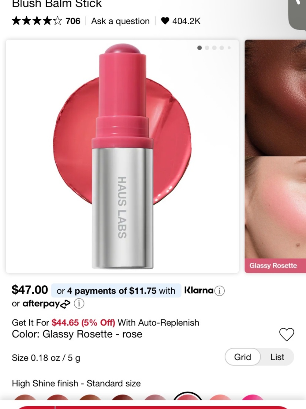 NEW Haus Labs By Lady Gaga Glassy Rosette Blush Balm Stick - Rose
